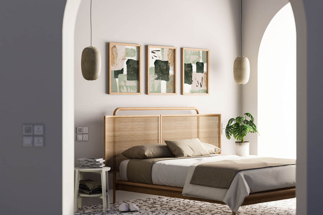 Gallery wall with framed art prints in an Indian home
