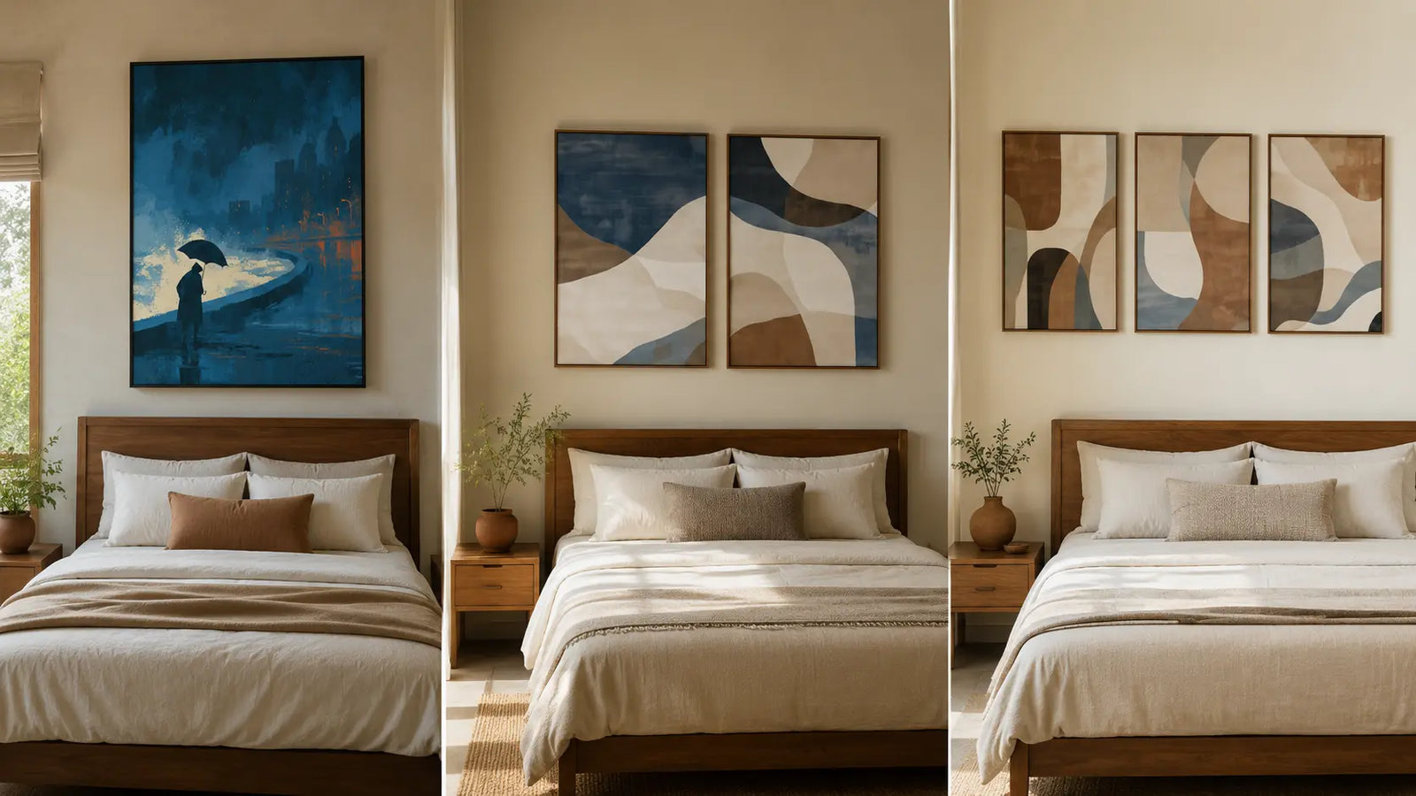 Bedroom wall art size ideas above the bed