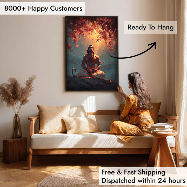 Bajrangbali Hanuman Meditation Painting – Vastu Wall Art