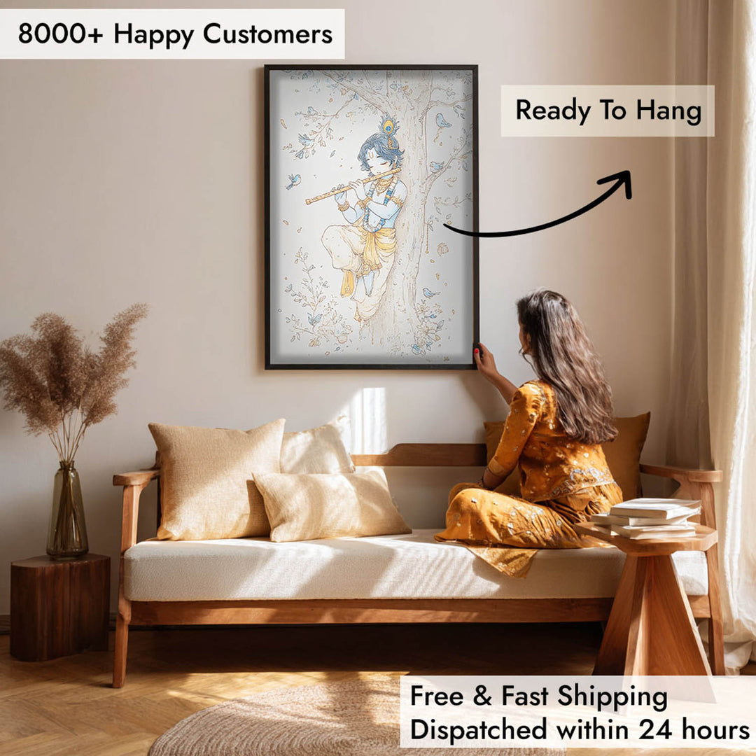 Bal Krishna Flute Wall Art – Vastu Painting for Home