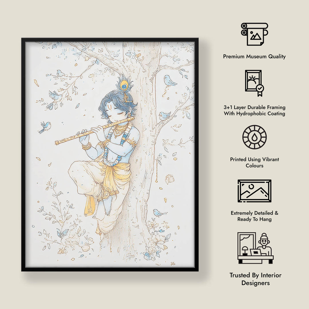 Bal Krishna Flute Wall Art – Vastu Painting for Home