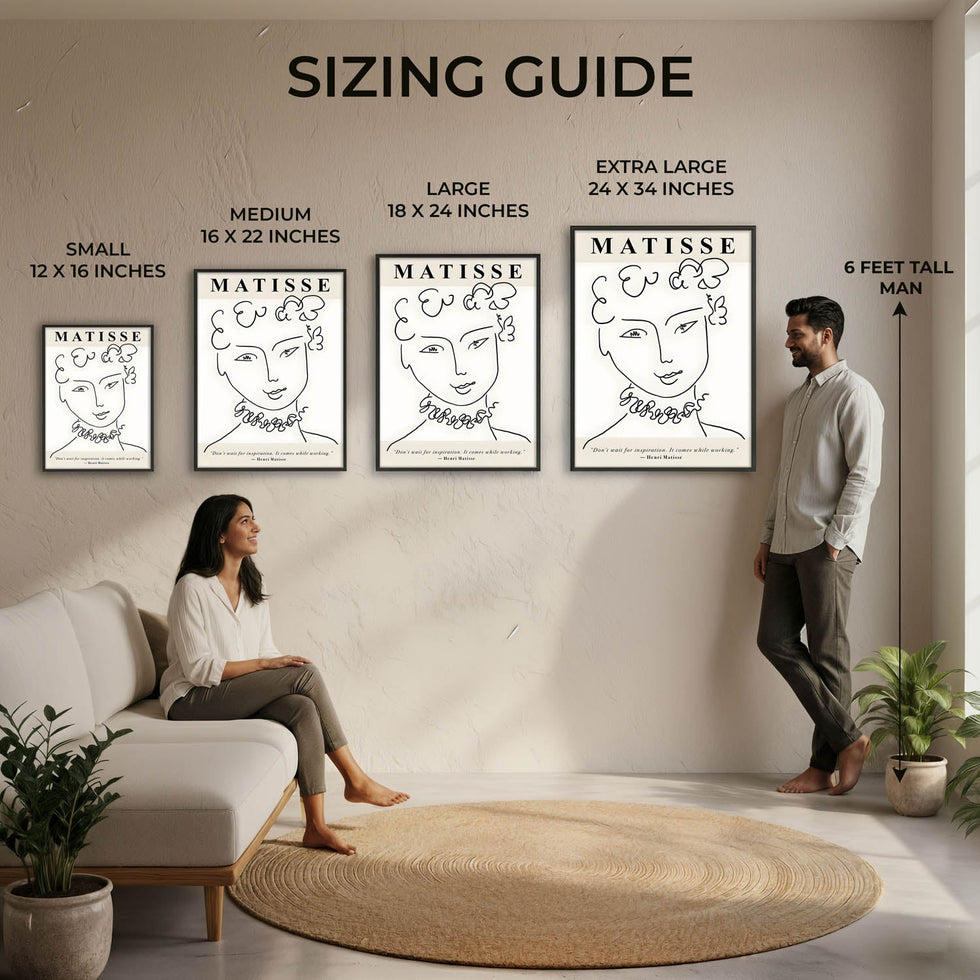 RareMango wall art sizing guide