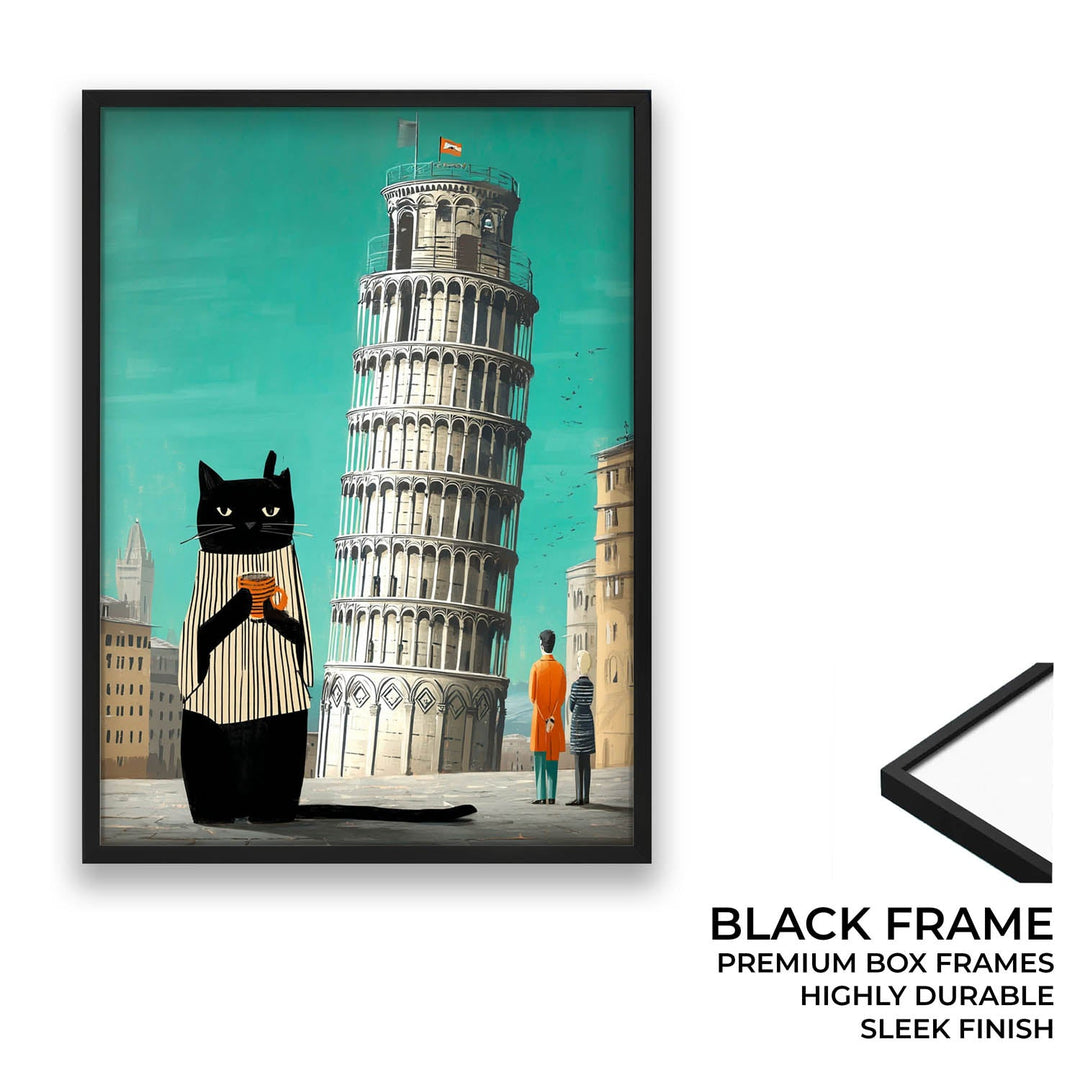 standing cat holding a cup of coffee  