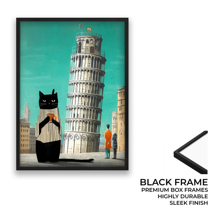 standing cat holding a cup of coffee  