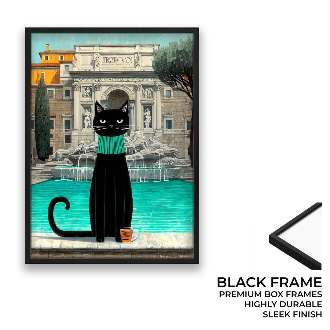 standing cat holding a cup of coffee  