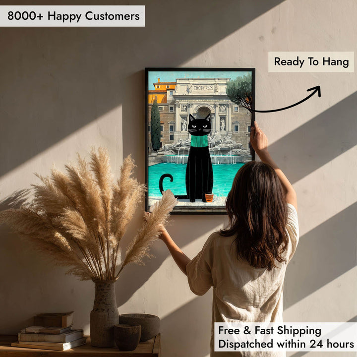 standing cat holding a cup of coffee  