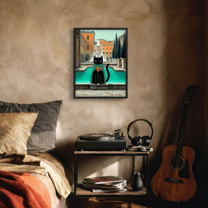 standing cat holding a cup of coffee  