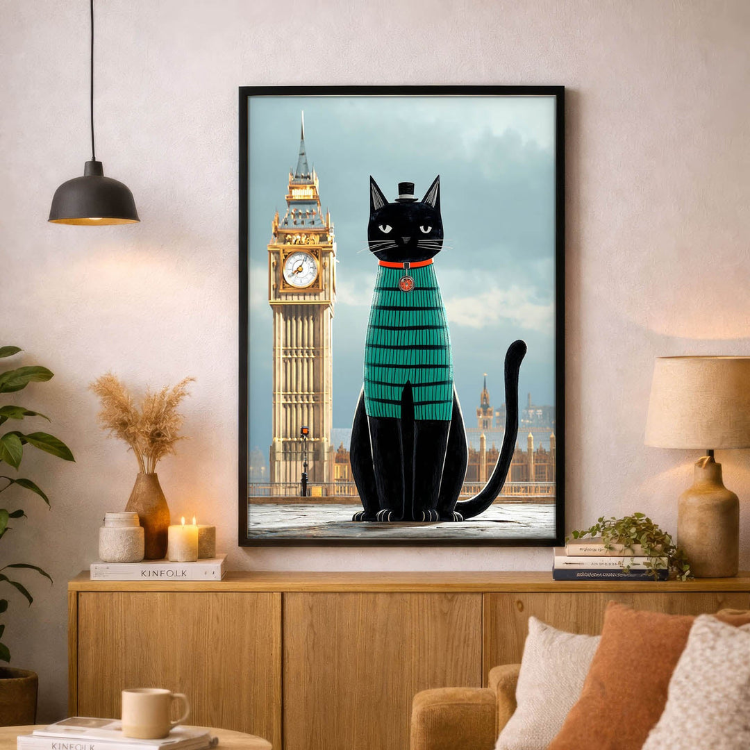 standing cat holding a cup of coffee  