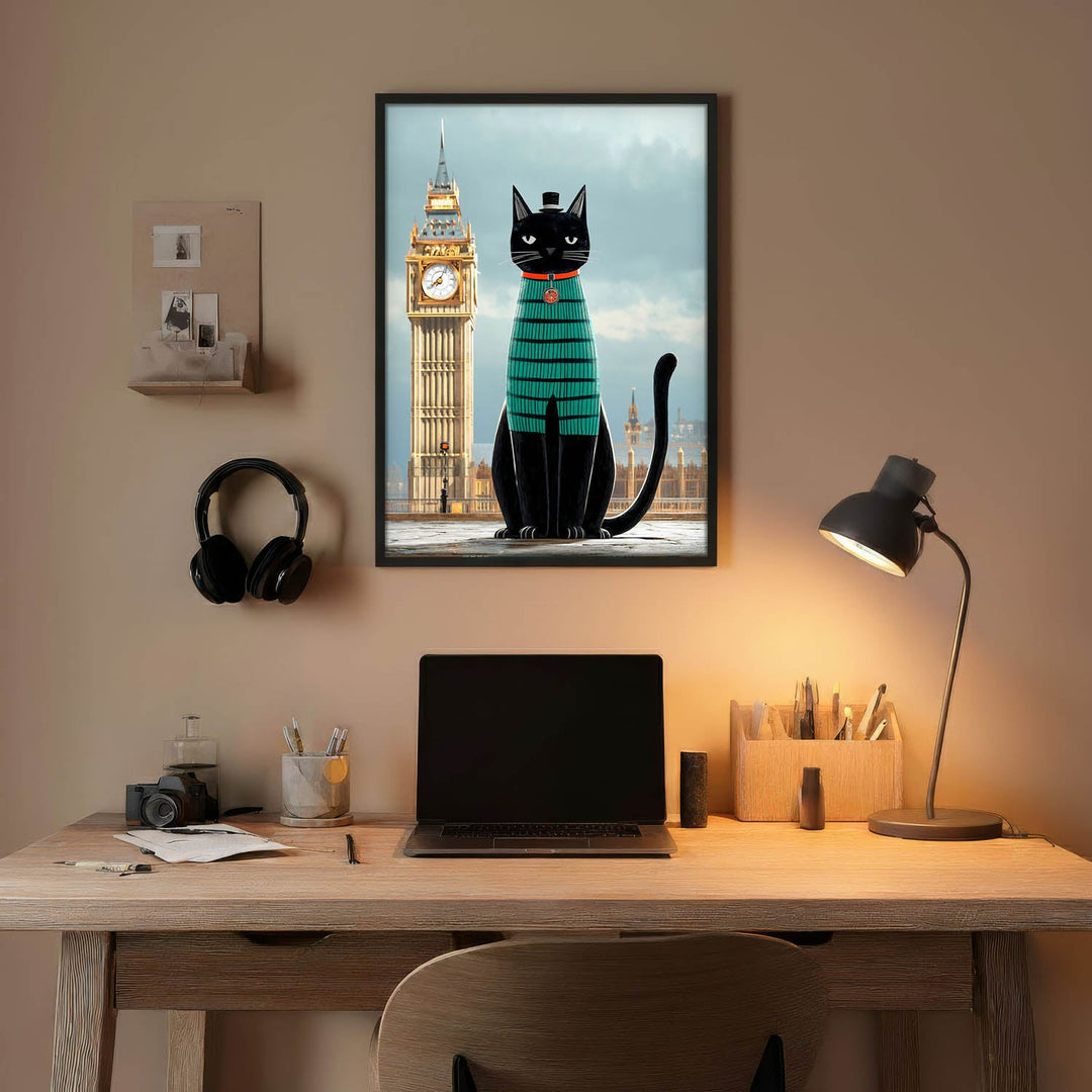 standing cat holding a cup of coffee  