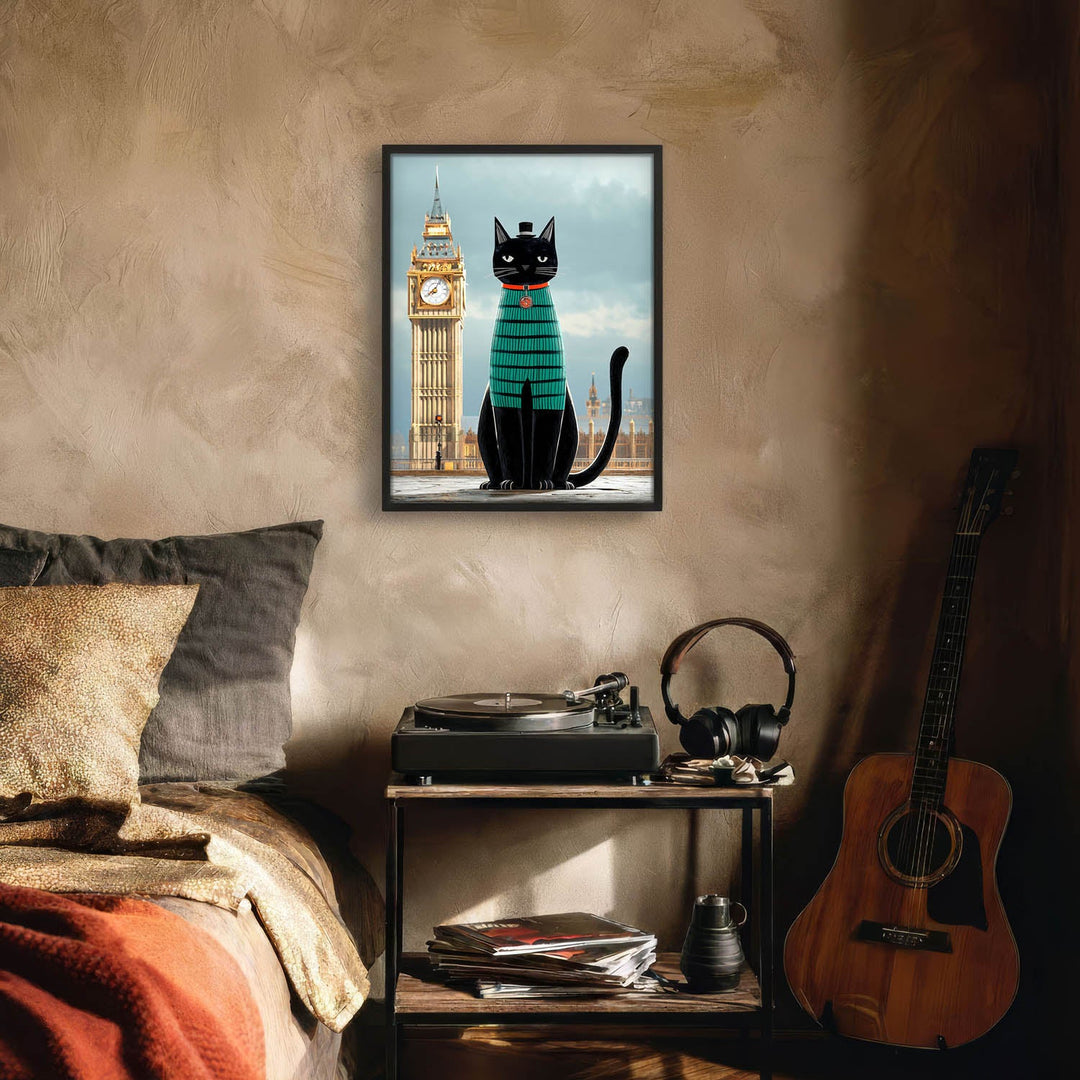 standing cat holding a cup of coffee  