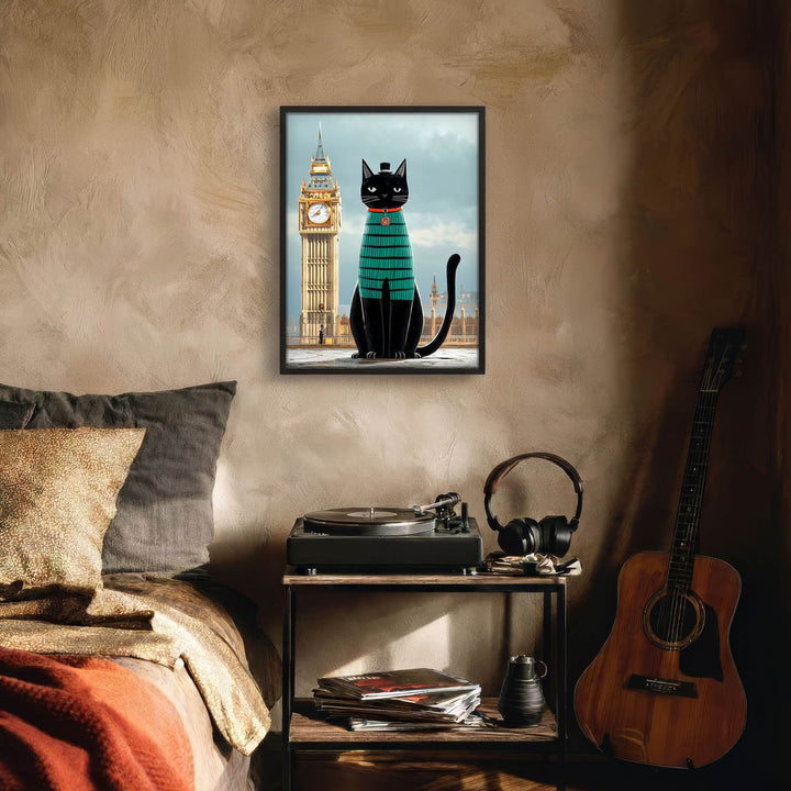 standing cat holding a cup of coffee  