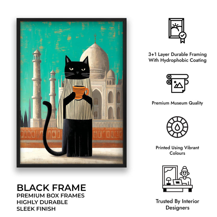 standing cat holding a cup of coffee  