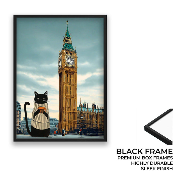 standing cat holding a cup of coffee  