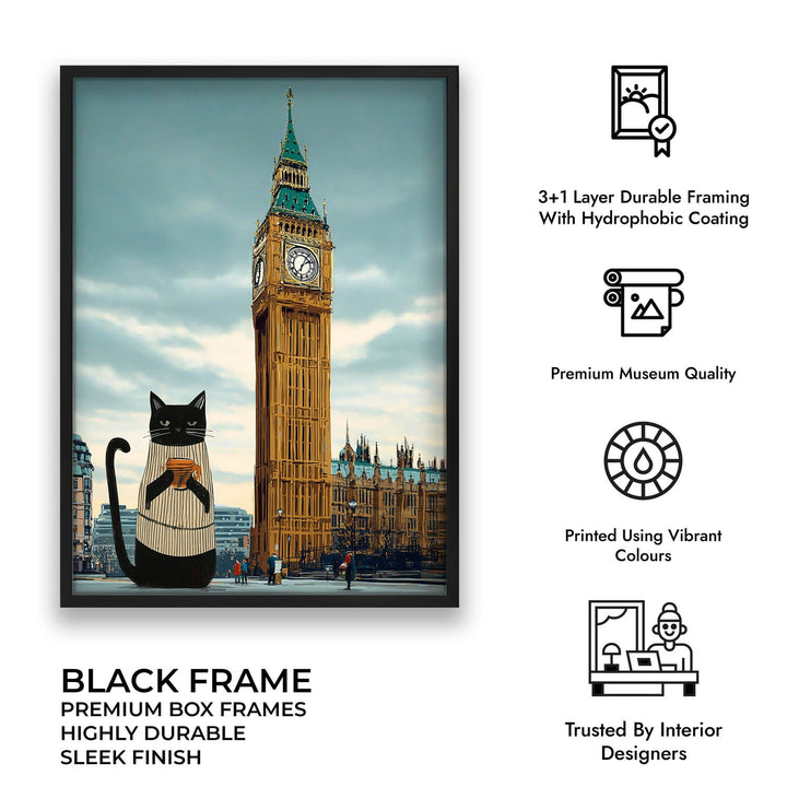 standing cat holding a cup of coffee  