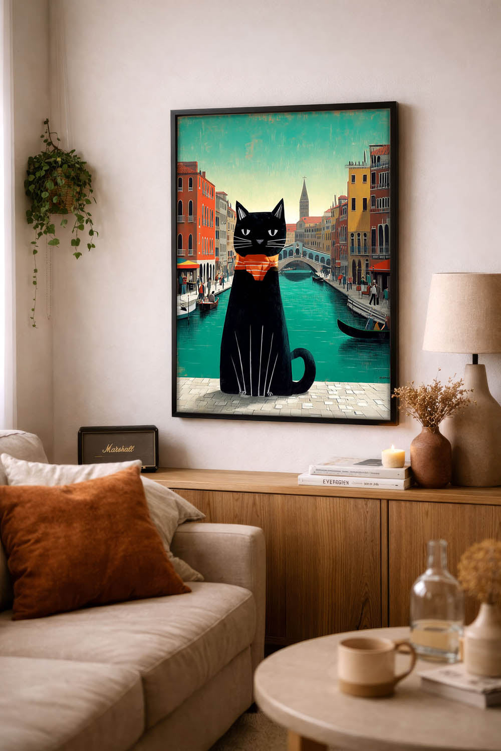 standing cat holding a cup of coffee  