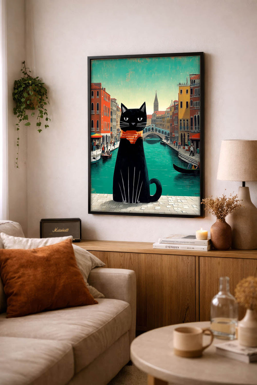 standing cat holding a cup of coffee  