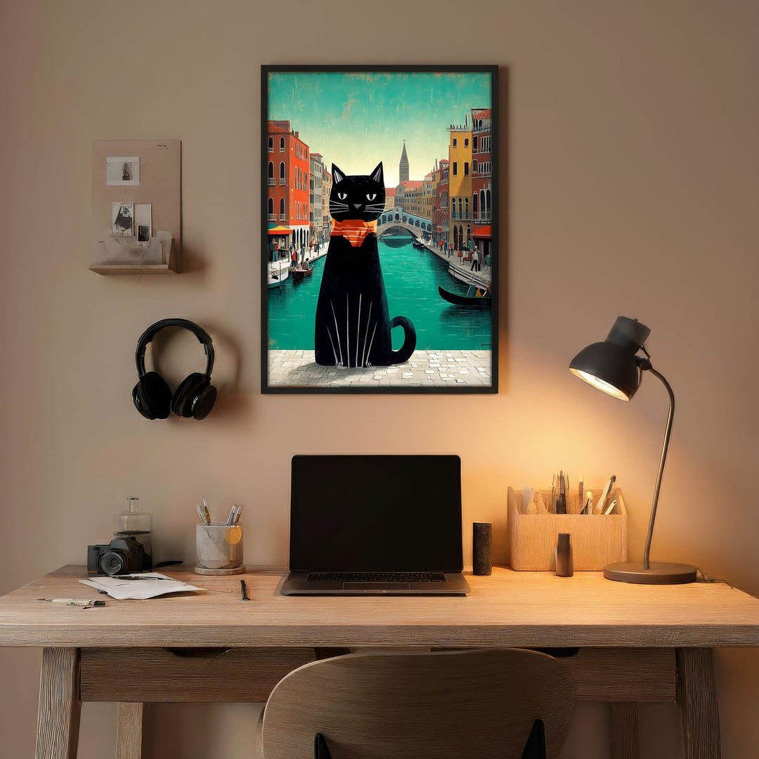 standing cat holding a cup of coffee  