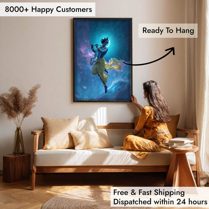 Celestial Krishna Painting – Divine Wall Art