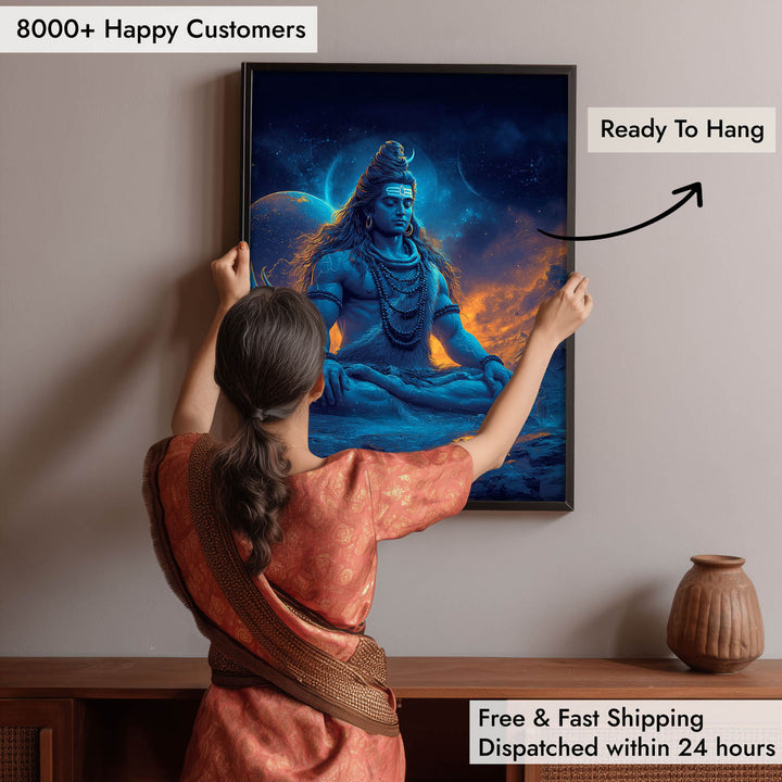 Cosmic Shiva Painting – Mahadev Wall Art