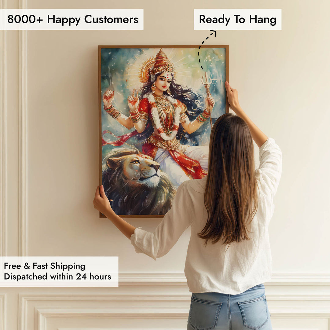 Durga Maa on Lion - Vastu Painting