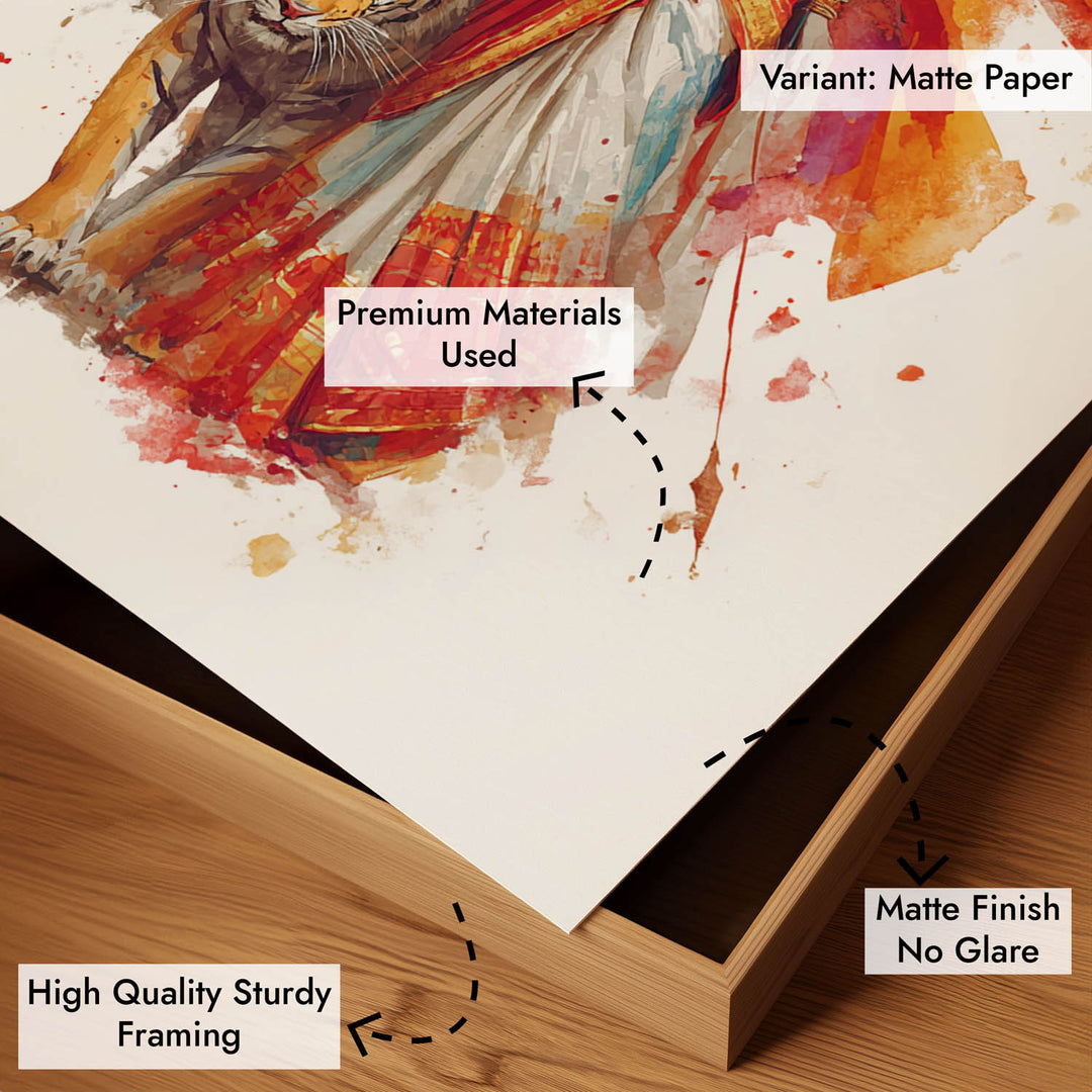 Durga with Tiger Painting – Divine Shakti Wall Art