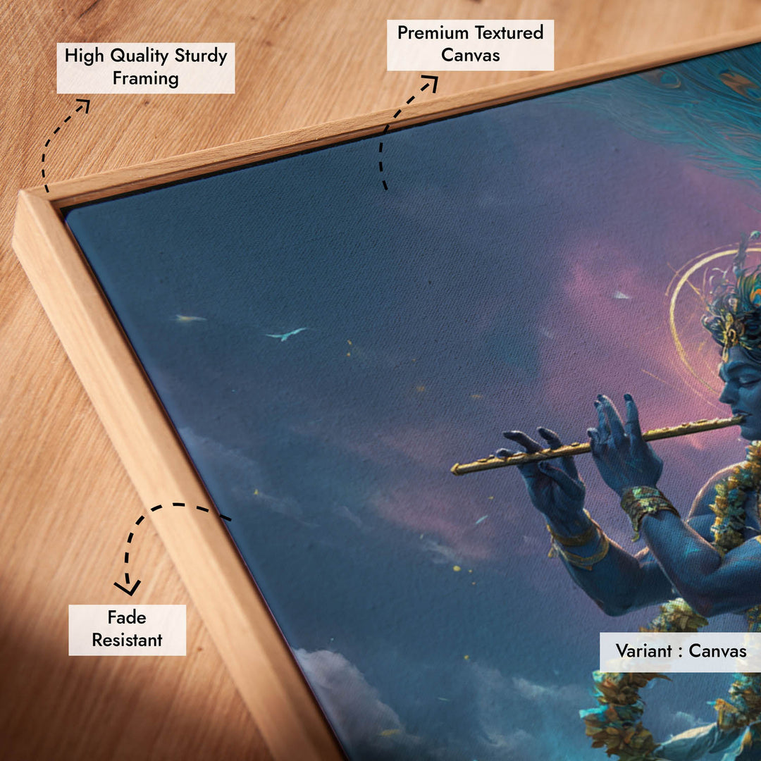 Ethereal Krishna Painting – Flute Wall Art