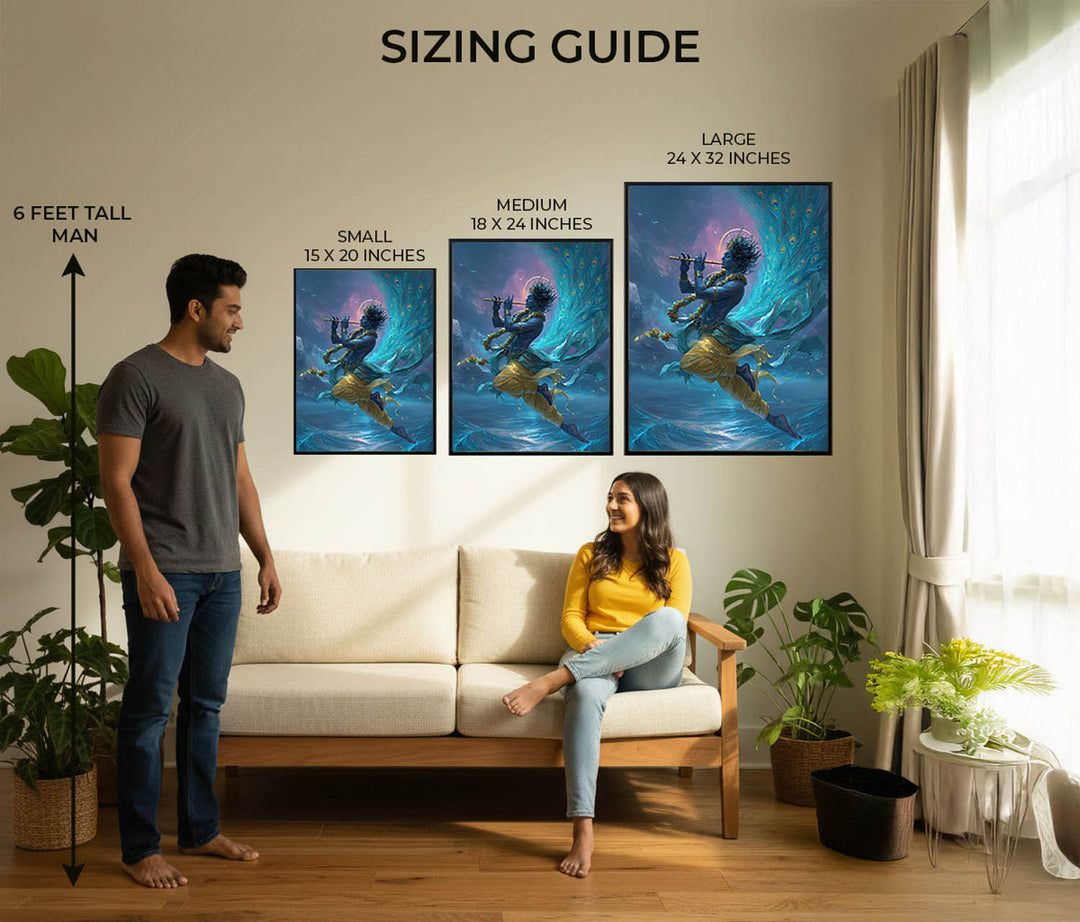 Ethereal Krishna Painting – Flute Wall Art