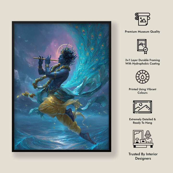 Ethereal Krishna Painting – Flute Wall Art