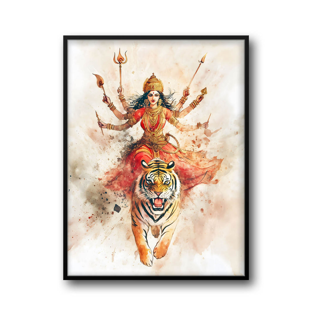Goddess Durga on Tiger - Vastu Painting