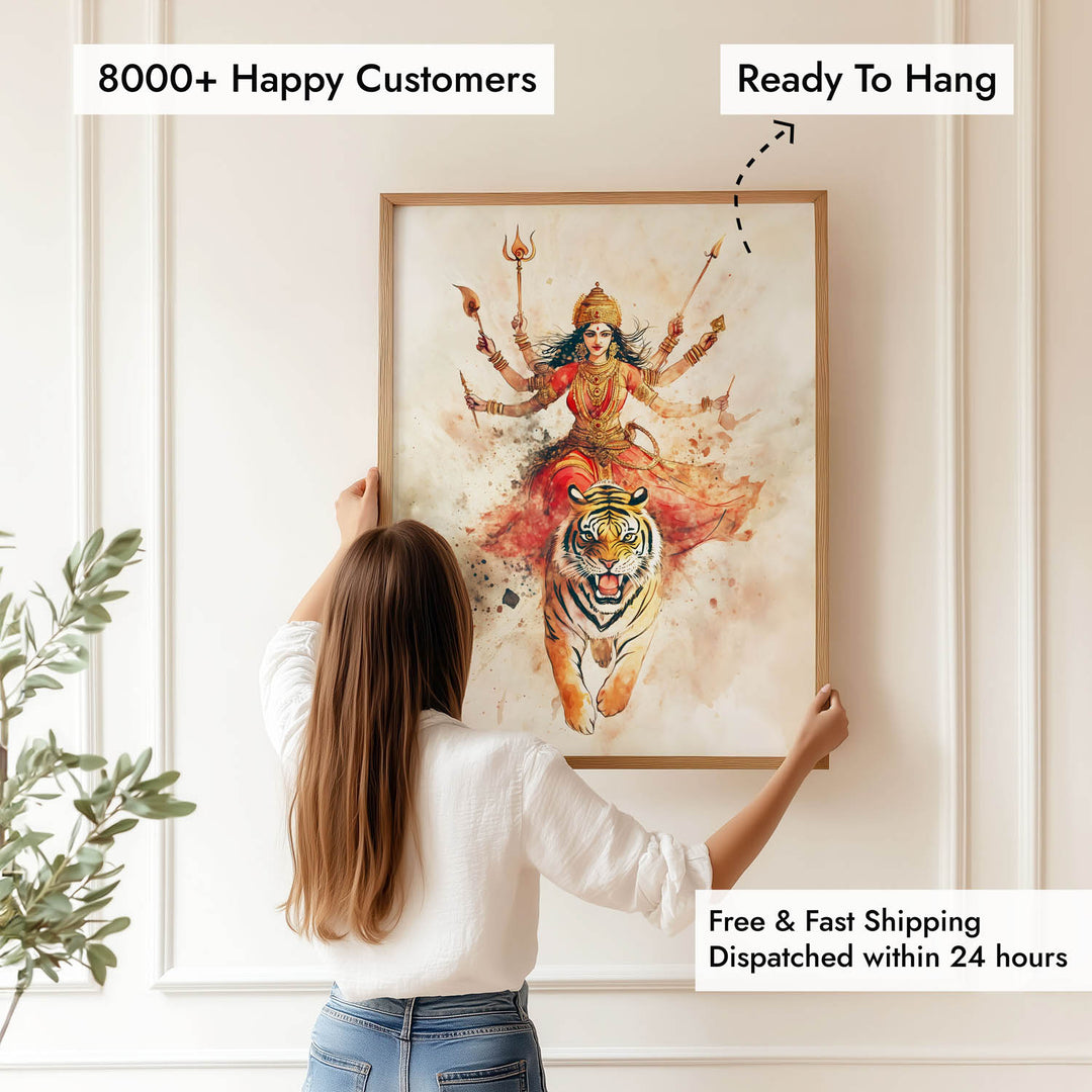 Goddess Durga on Tiger - Vastu Painting