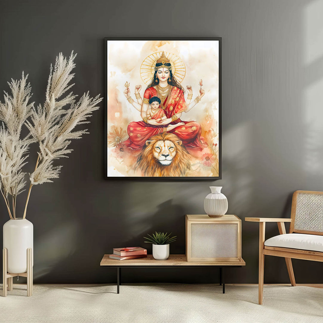 goddess-durga-sitting-on-lion-vastu-painting
