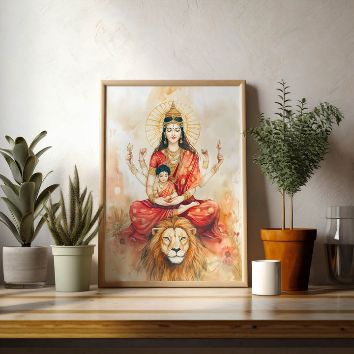 goddess-durga-sitting-on-lion-vastu-painting