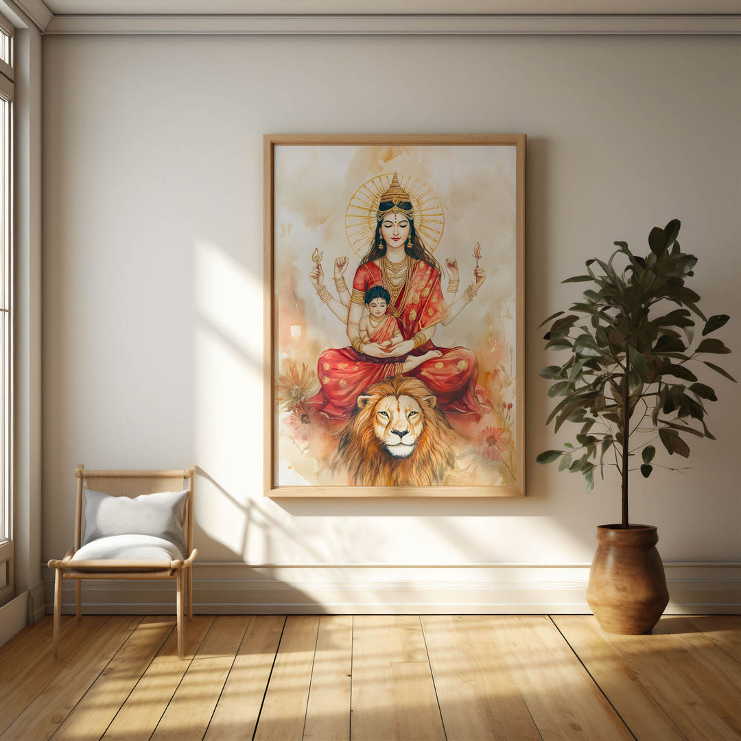goddess-durga-sitting-on-lion-vastu-painting