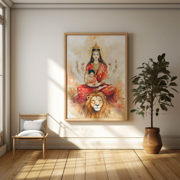 goddess-durga-sitting-on-lion-vastu-painting
