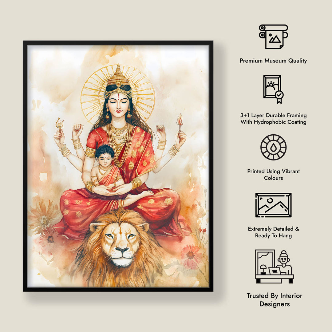 goddess-durga-sitting-on-lion-vastu-painting