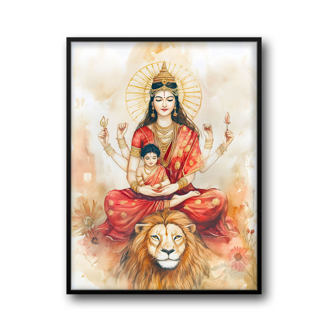 Goddess Durga sitting on Lion - Vastu Painting