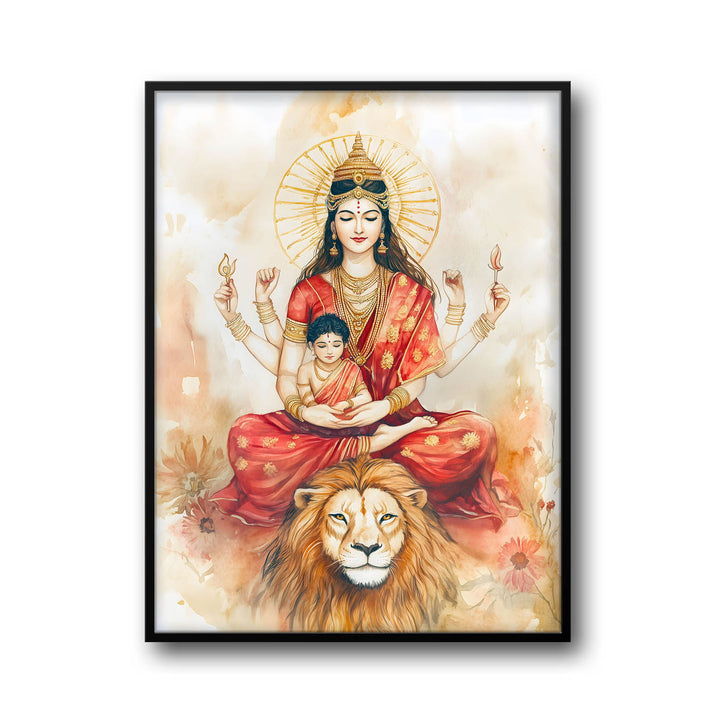 Goddess Durga sitting on Lion - Vastu Painting