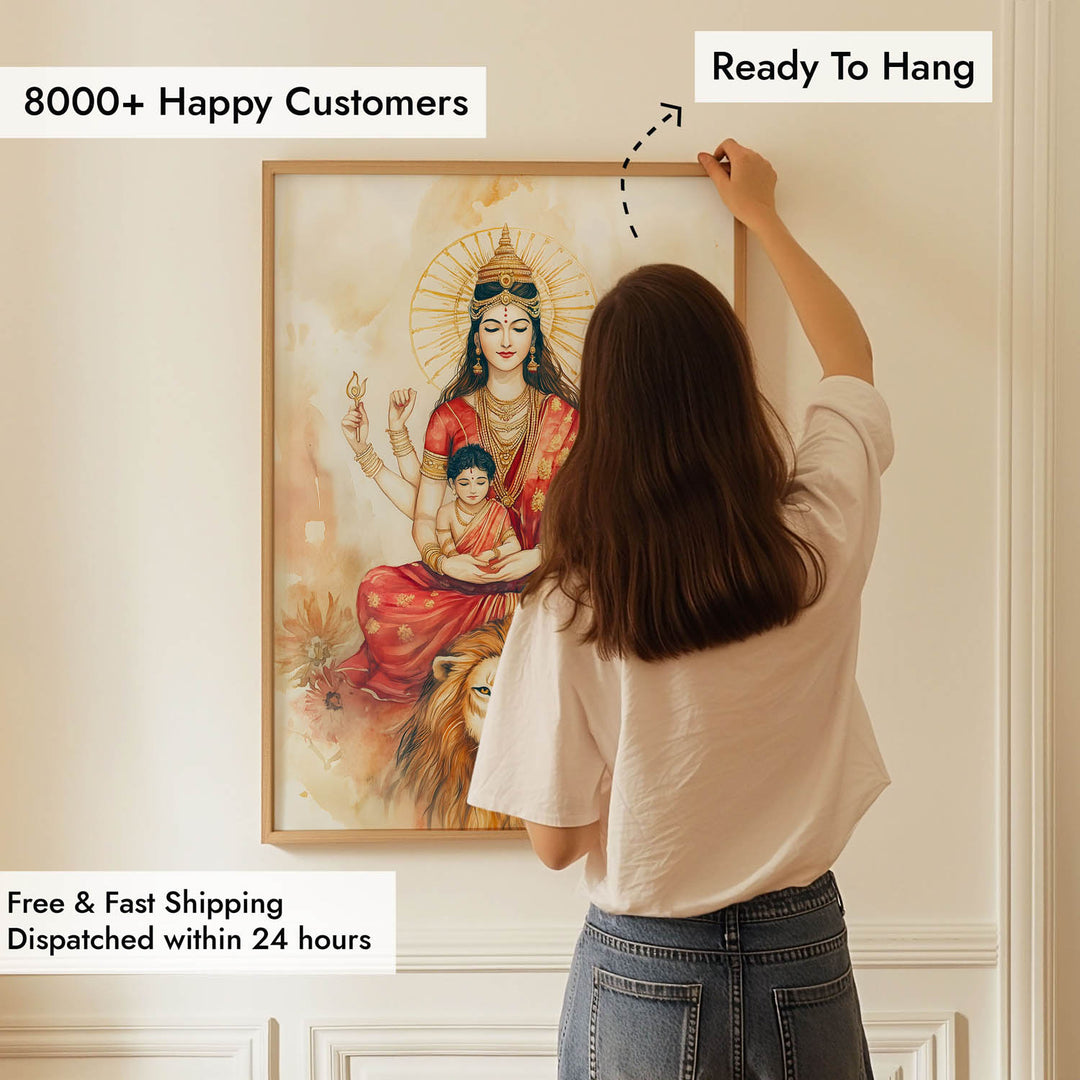 Goddess Durga sitting on Lion - Vastu Painting