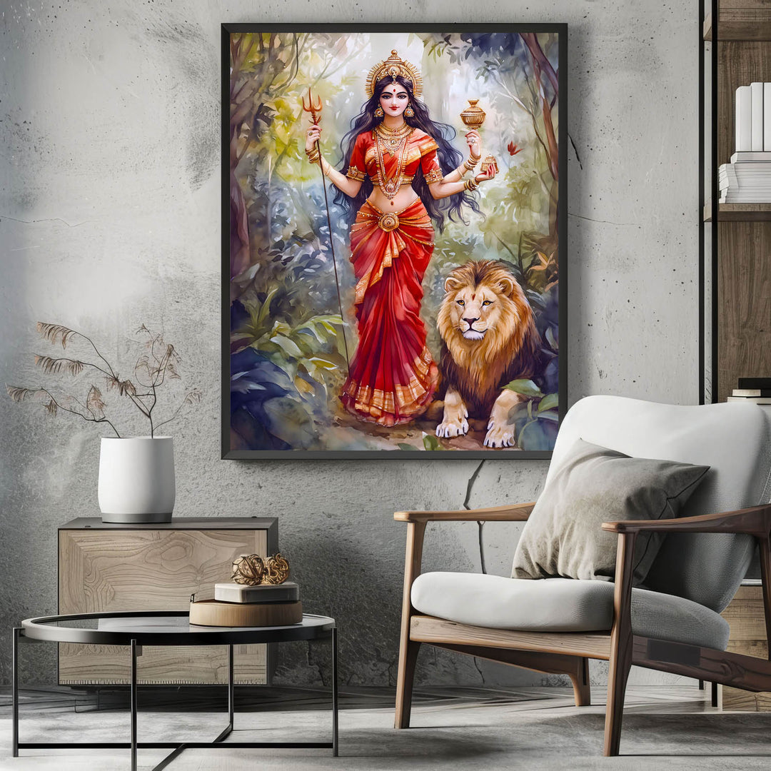 goddess-durga-with-lion-vastu-painting