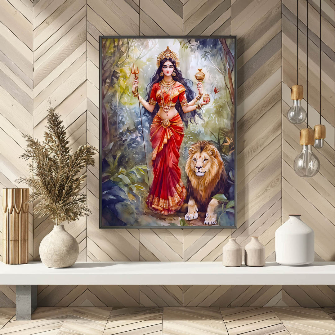 goddess-durga-with-lion-vastu-painting