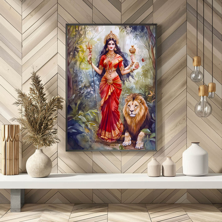 goddess-durga-with-lion-vastu-painting