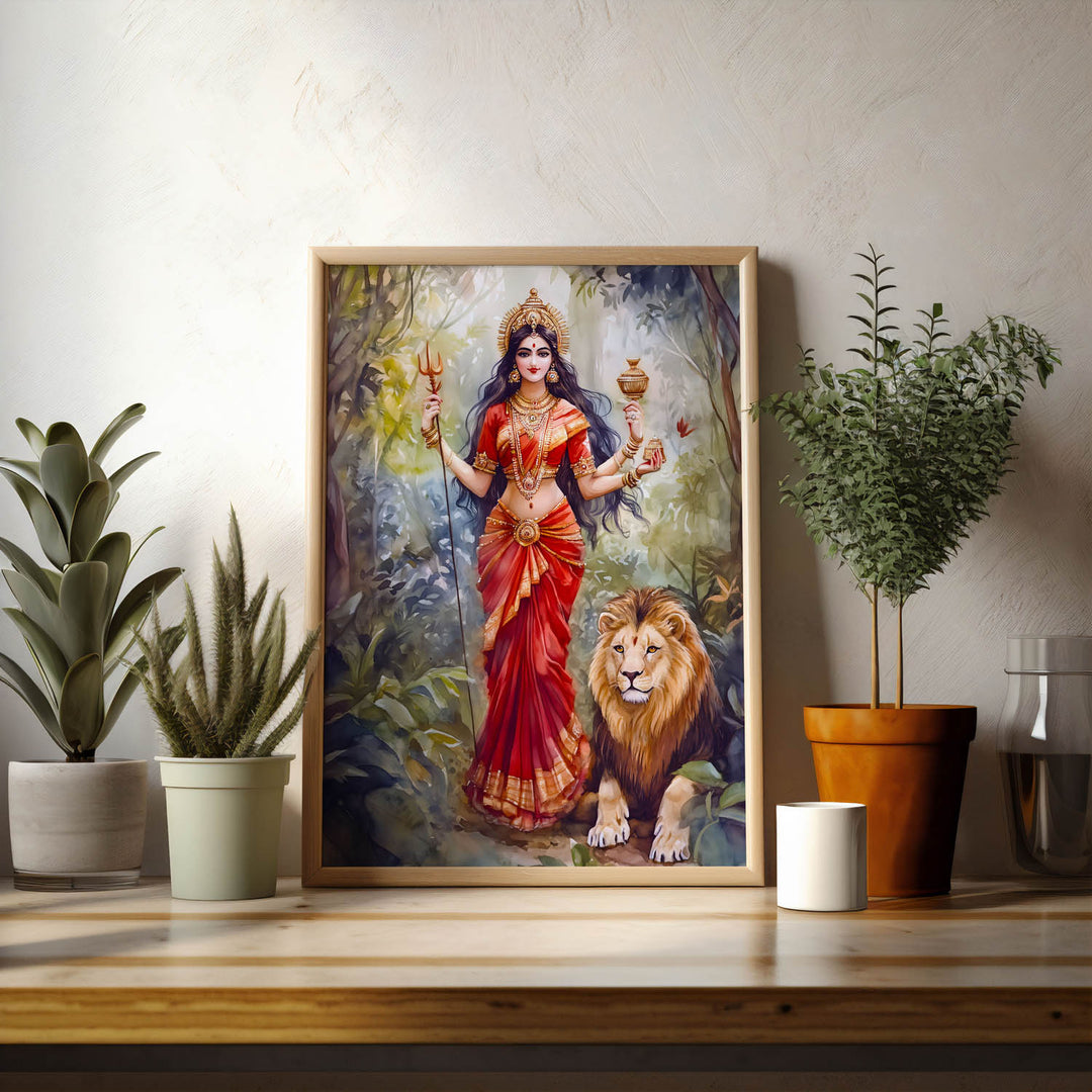 goddess-durga-with-lion-vastu-painting