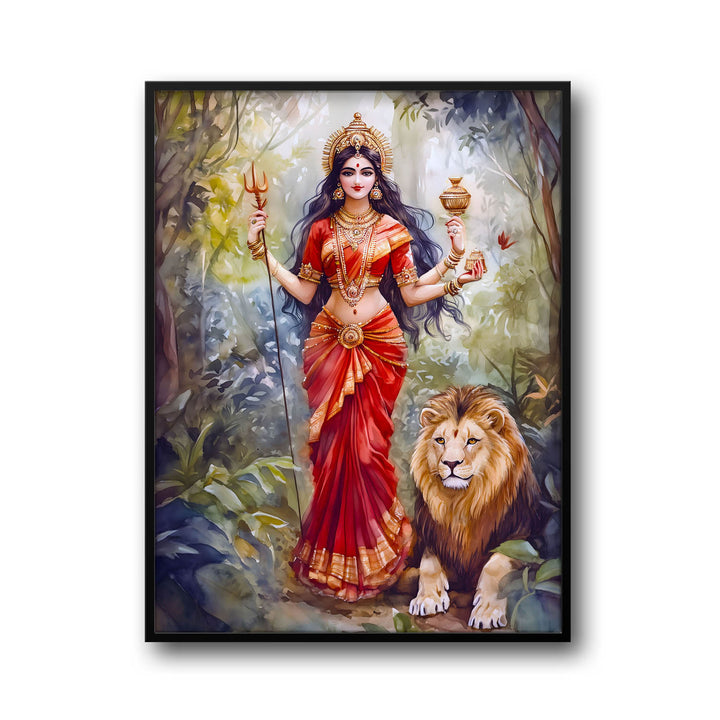 Goddess Durga with Lion - Vastu Painting