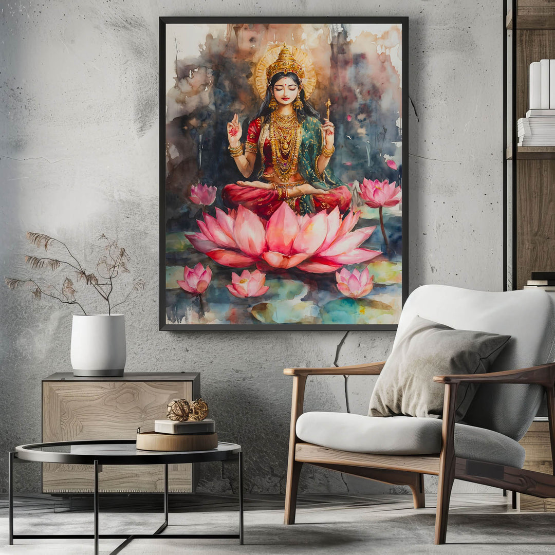 goddess-laxmi-amongst-lotuses-vastu-painting