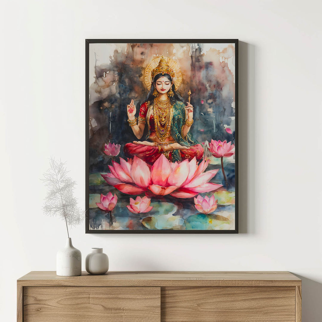 goddess-laxmi-amongst-lotuses-vastu-painting