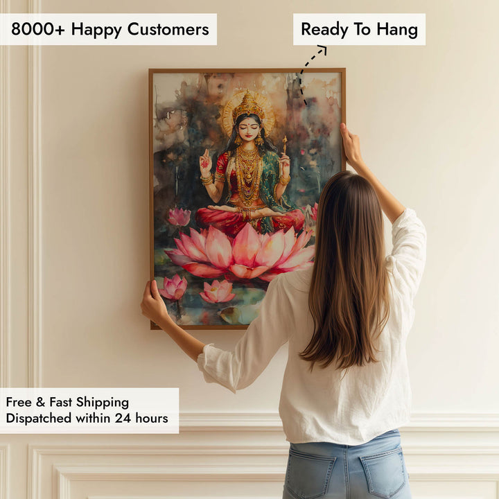 Goddess Laxmi amongst Lotuses - Vastu Painting