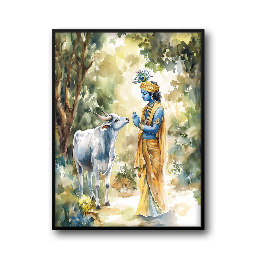 Lord Krishna with Cow - Vastu Painting