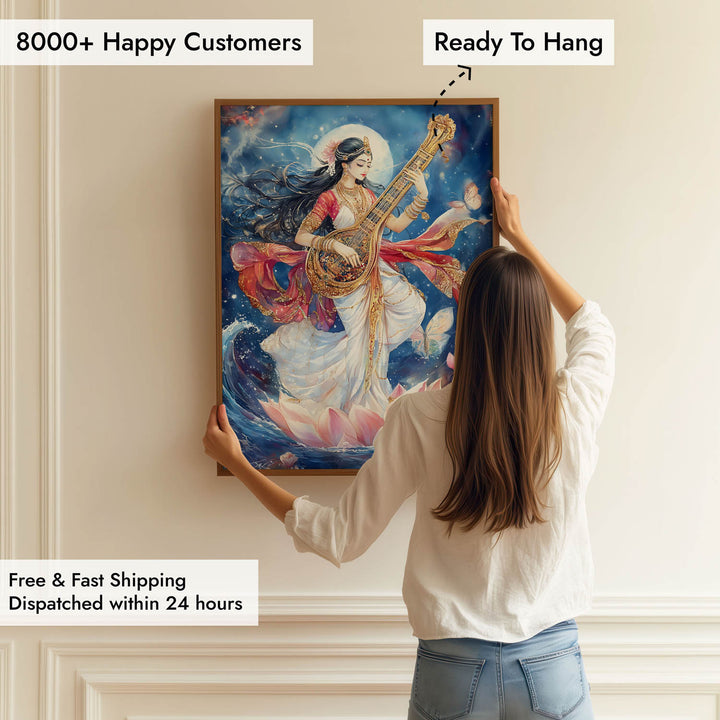 Goddess Saraswati Dancing - Vastu Painting