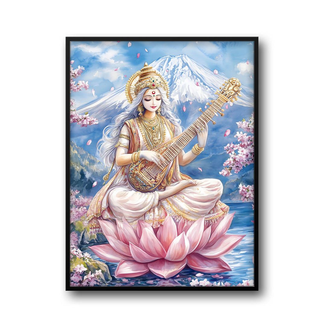 Goddess Saraswati in Himalaya  - Vastu Painting