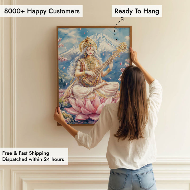 Goddess Saraswati in Himalaya  - Vastu Painting